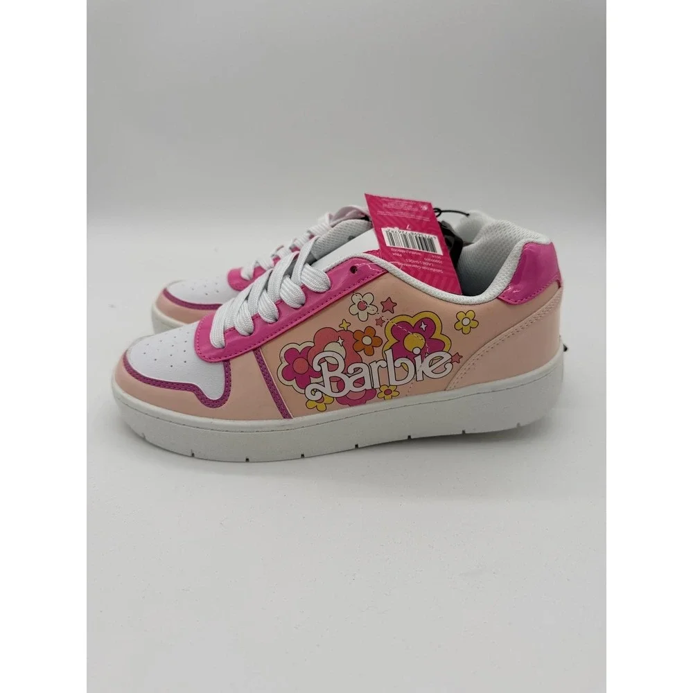 Barbie Floral Shoes Womens Size 7 Pink Low Top Casual Sneakers WMBA24BB002